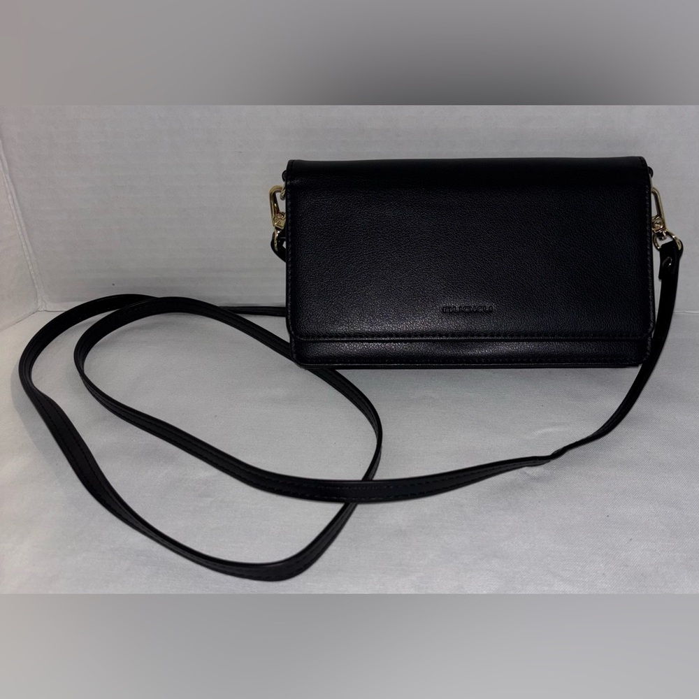 Nuoku Black Crossbody Wallet Purse with Phone Holder Slot